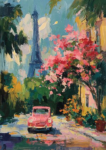 Paris Eiffel Tower Pink Car