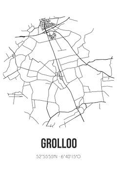 Grolloo (Drenthe) | Landkaart | Zwart-wit van Rezona