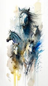 Laufende Pferde Aquarell