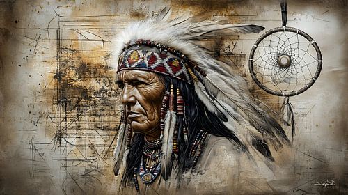 indiaan in Da Vinci stijl