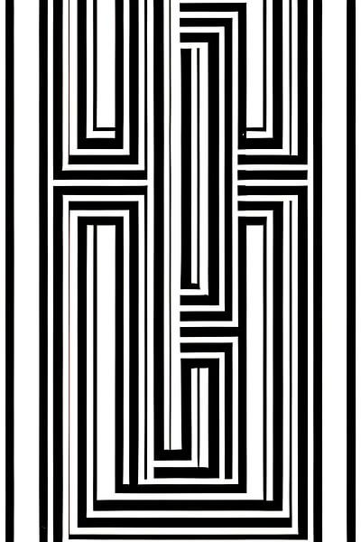 Motif graphique noir et blanc - jeu de lignes abstraites par Lily van Riemsdijk - Art Prints with Color