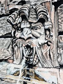 Gargoyle Fountain at the base of the Water Tower, Mannheim by brushclicks