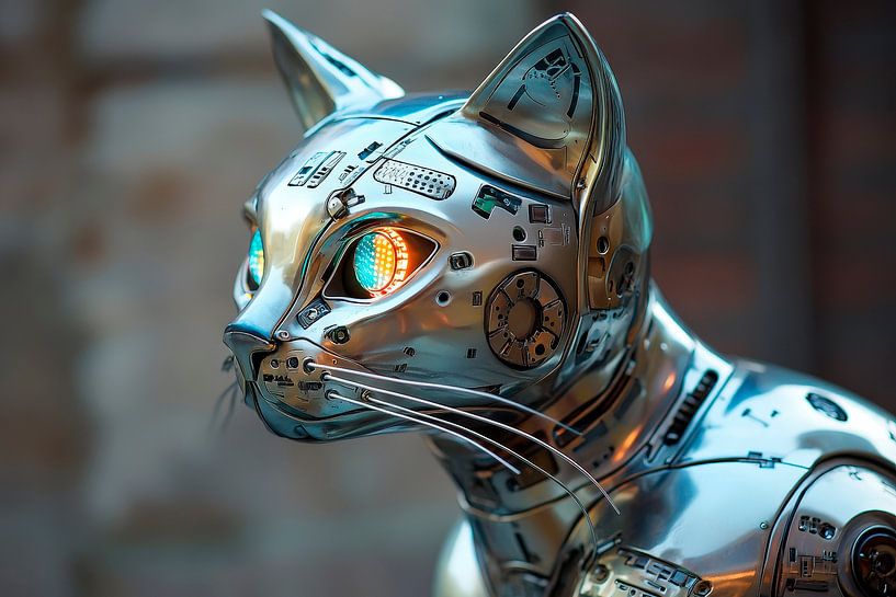 Robotkat met gloeiende ogen van Poster Art Shop