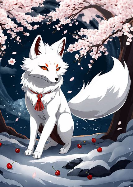 White Fox and Cherry Blossom 3 by MIROKKU