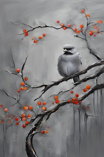 De zittend Kleur Vogels Schilderij