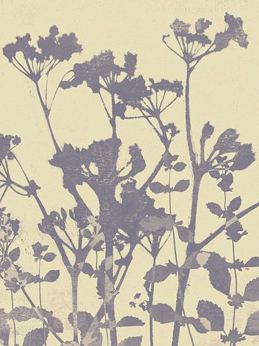 Scandinavian botanical art. Flowers in soft violet and white