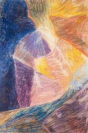 Colourful abstract painting of mountain landscape by Art & Soul Creations