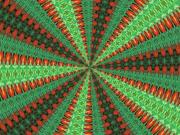 Kaléidoscope vert / rouge sur Greta Lipman