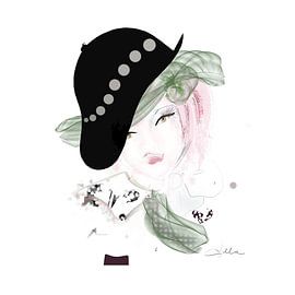 Girl in black riding hat by Csilla Albert