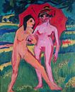 Ernst Ludwig Kirchner, Twee meisjes onder een parasol, 1910 van Atelier Liesjes thumbnail