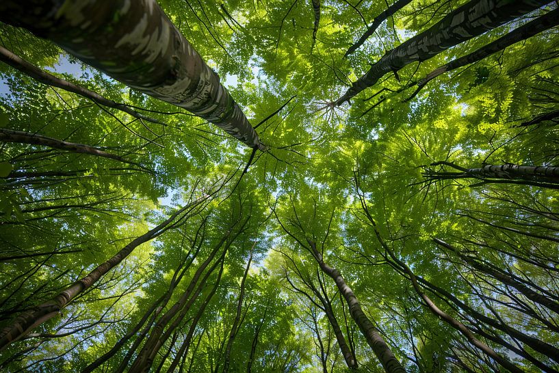 Les arbres s'élancent vers le ciel vert par Imperial Art House