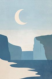 Clair de lune au-dessus d'une falaise apaisante sur Poster Art Shop