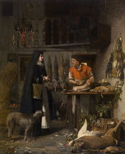 Markt in de 17de eeuw, Florent Willems, 1886
