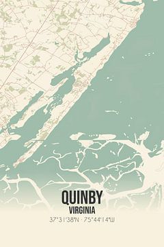 Vintage landkaart van Quinby (Virginia), USA. van MijnStadsPoster