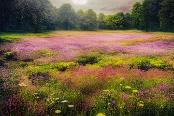 Bloemenweide schilderij illustratie van Animaflora PicsStock