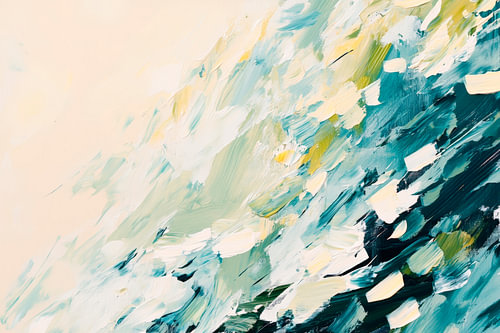 Zachte golven in blauw en groen - Abstract