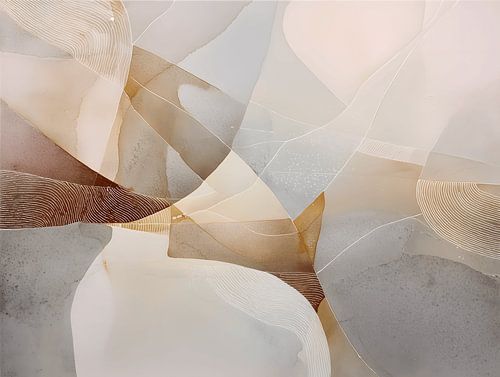Neutral abstract art in grey beige colors