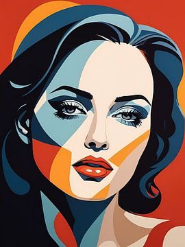 Pop Art Vrouwenportret Abstract Geometrische Kunst