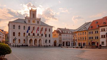 Stadhuis van Weimar bij zonsondergang van Mixed media vector arts