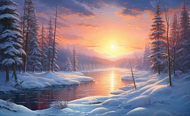 Winterlandschaft zum Sonnenaufgang