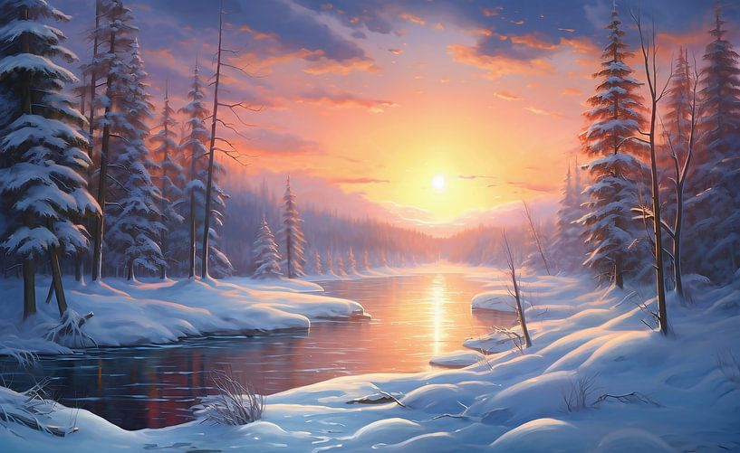 Winter landscape at sunrise by fernlichtsicht