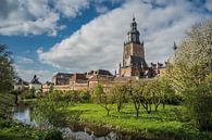 Walburgiskerk en stadsmuur in Zutphen van Gerrit Veldman thumbnail