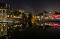 Reflection of the Old Fish Market in the Lys in Ghent by MS Fotografie | Marc van der Stelt thumbnail