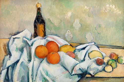 Paul Cézanne, Fles en fruit (ca. 1890)