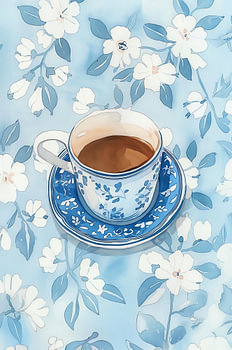 Thee tussen de blauwe bloemen
