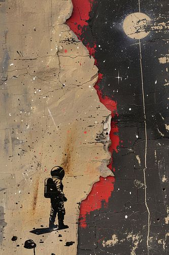 Astronaut Explores Abstract Space World