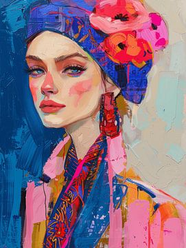 Colourful, modern and abstract portrait by Carla Van Iersel