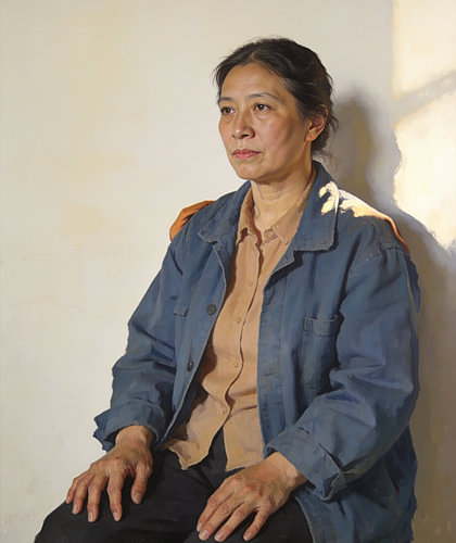 Woman in a Faded Blue Cotton Jacket
