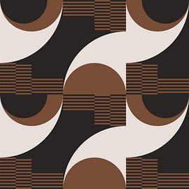 Retro Geometrische Abstractie. Moderne kunst in bruin, wit, zwart nr. 7 van Dina Dankers