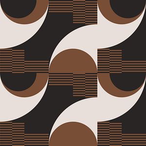 Geometrische Retro-Abstraktion. Moderne Kunst in braun, weiß, schwarz Nr. 7 von Dina Dankers