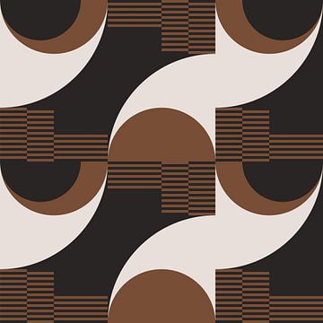 Abstraction géométrique rétro. Art moderne en marron, blanc, noir no. 7 sur Dina Dankers