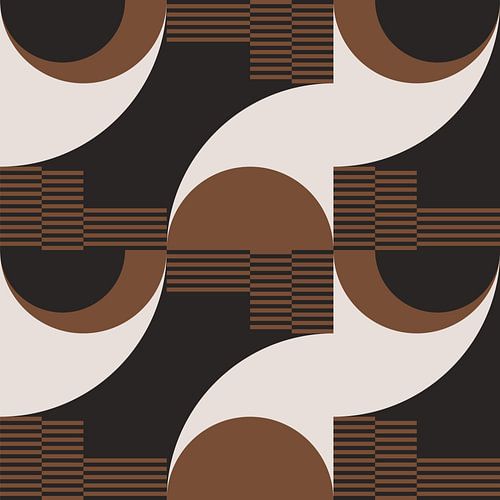 Retro Geometrische Abstractie. Moderne kunst in bruin, wit, zwart nr. 7