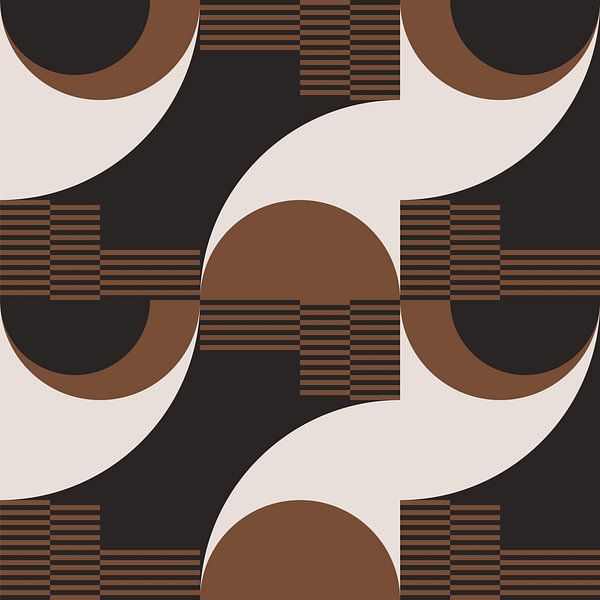Geometrische Retro-Abstraktion. Moderne Kunst in braun, weiß, schwarz Nr. 7 von Dina Dankers