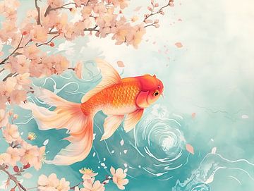 Poisson rouge japonais sur PixelPrestige