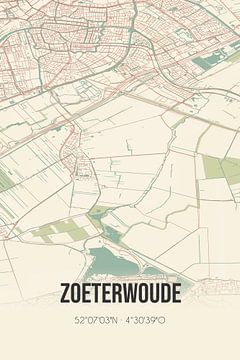 Vintage landkaart van Zoeterwoude (Zuid-Holland) van Rezona