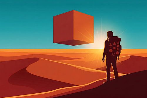 Explorer Discovers Mysterious Floating Cube in Vast Desert
