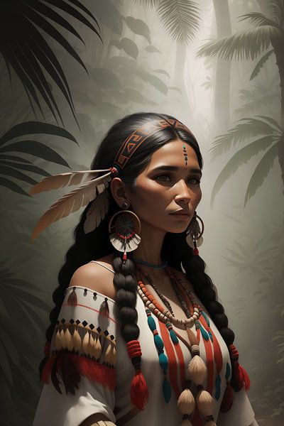 Indianen vrouw in de jungle van Hilde Remerie Photography and digital art