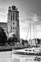 Our Lady Church in Dordrecht Netherlands Black and White