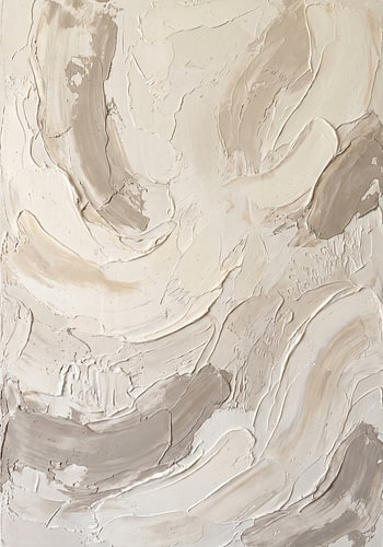 Modern Beige and Taupe Abstract Patchwork Painting