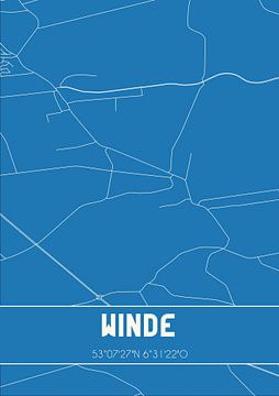 Blauwdruk | Landkaart | Winde (Drenthe) van MijnStadsPoster