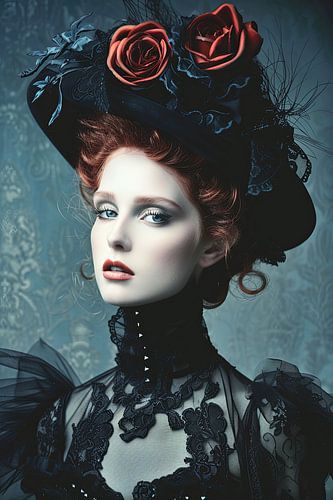 portret vrouw in zwart