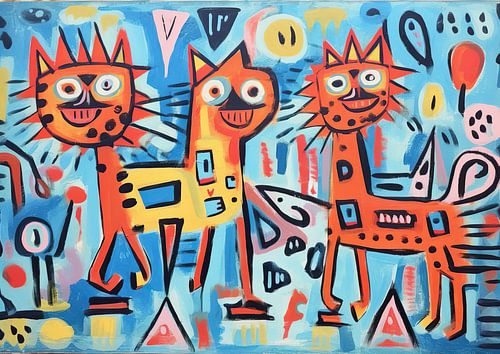 Malerei Abstrakte Katzen | Verspielte Katzensprache