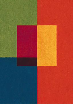 Geometrisch kleurenraster: groen blauw oranje rood