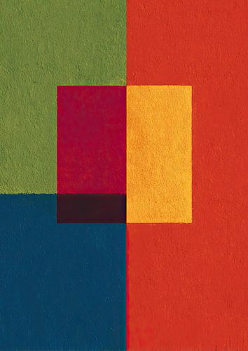 Geometric colour grid: green, blue, orange, red