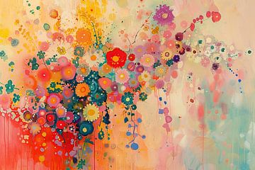 Bloemenpracht | Floral Fireworks van Abstract Schilderij