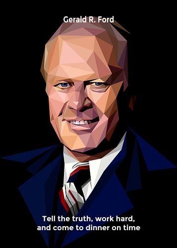 Gerald R. Ford Lage Poly Abstracte Illustratie Citaten